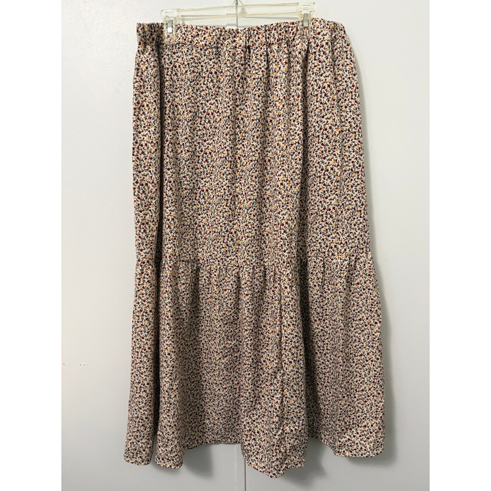 Universal Thread Maxi Skirt Womens 2X Cream Floral Boho Tiered Feminine